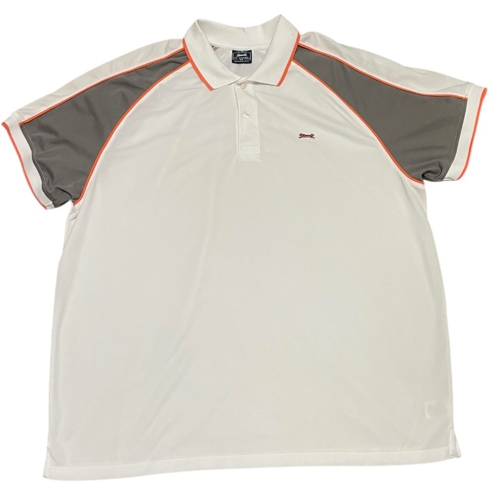 Le Tigre Men Golf Polo Shirt White Gray Orange Trim Short Sleeve Casual XL‎